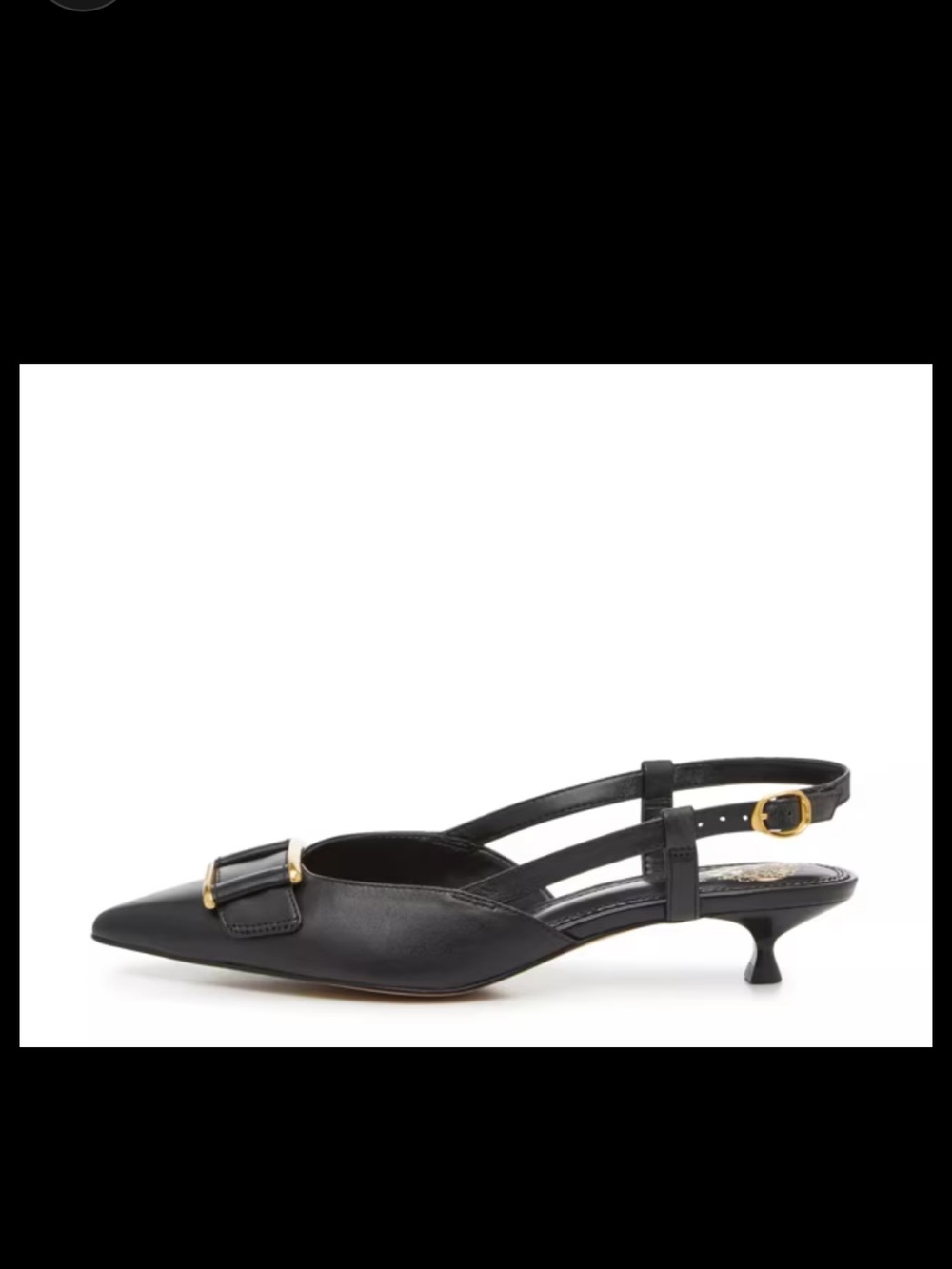 Vince Camuto Jhenta Black Leather Slingback Kitten Heels Pumps Size 6.5